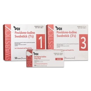 PDI 10% USP PVP-I Skin Antiseptic Swab and Swabsticks, 1.1875in x 2.625in, 100/BX